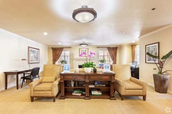 Interior view of a common area with seating and decor