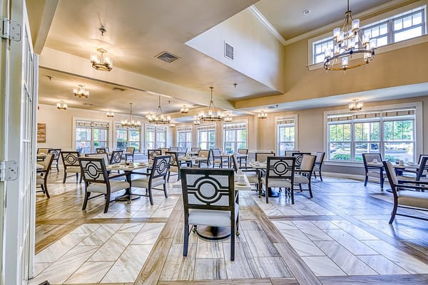 Bright dining room with elegant seating arrangements