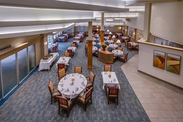 Interior dining room with tables and chairs