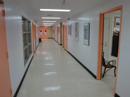 Empty hallway inside a senior facility
