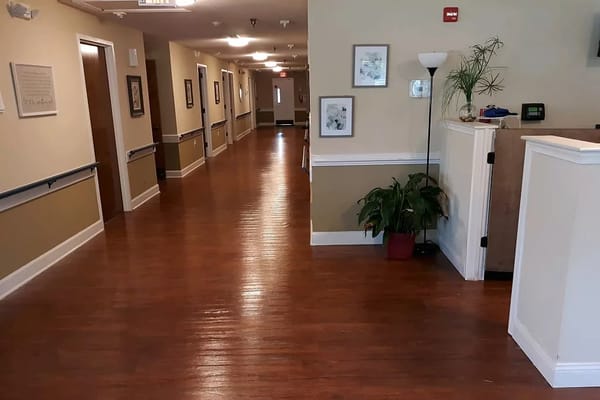 Interior hallway of the assisted living facility