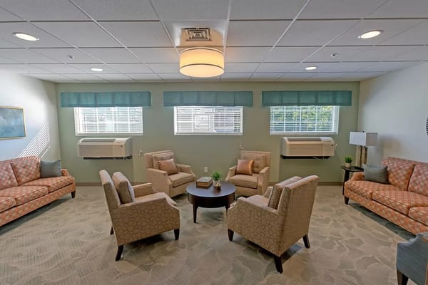 Bright common area with comfortable seating