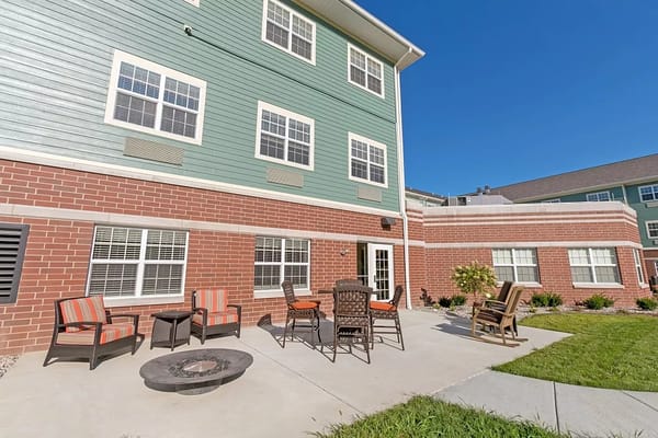 Outdoor seating area with patio furniture