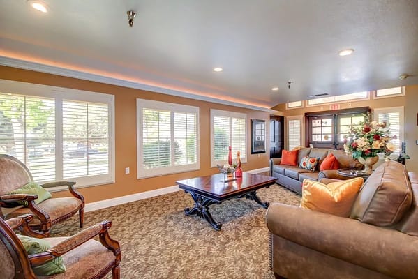 Bright common area with comfortable seating