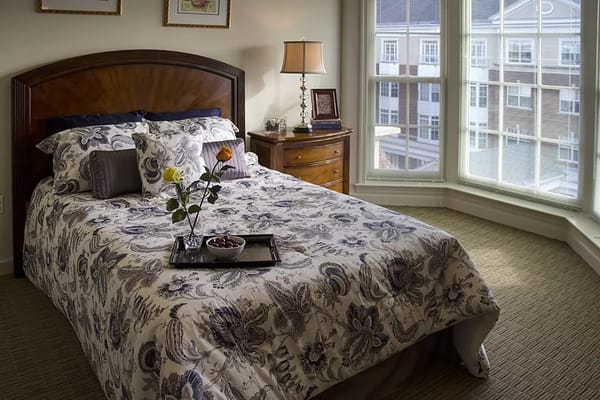 Cozy bedroom setup in an assisted living facility