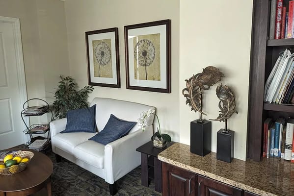 Cozy interior lounge area with decorative items