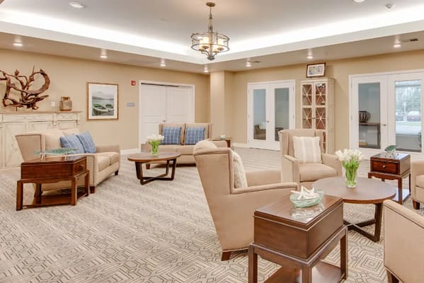 Bright interior common area with comfortable seating