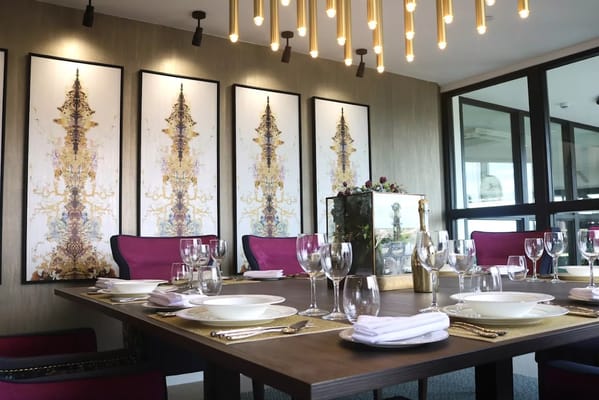 Elegant dining setting with modern decor