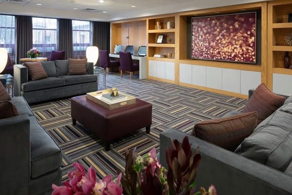 Comfortable common area with seating and decor