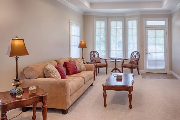 Cozy common area with seating and natural light
