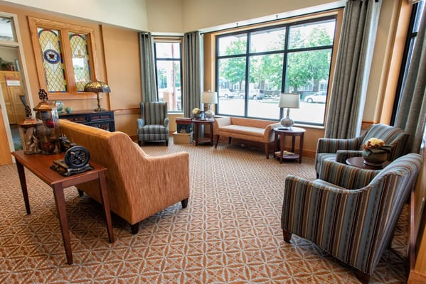 Bright common area with comfortable seating