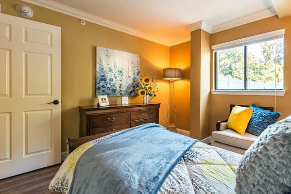 Cozy bedroom in a senior living facility