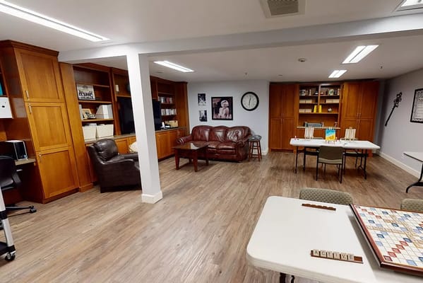 Common area with seating and games