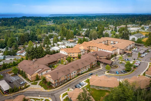 Aerial view of Quail Park of Lynnwood facility and surrounding area
