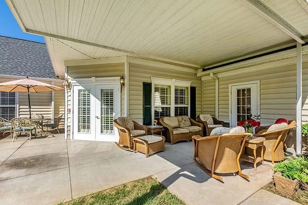 Outdoor seating area with comfortable furniture