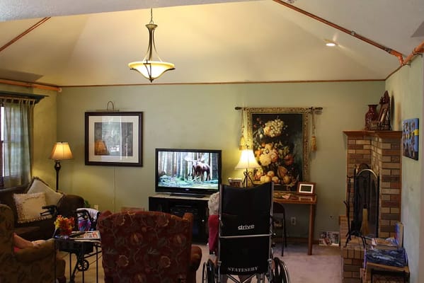 Interior common area with seating and TV