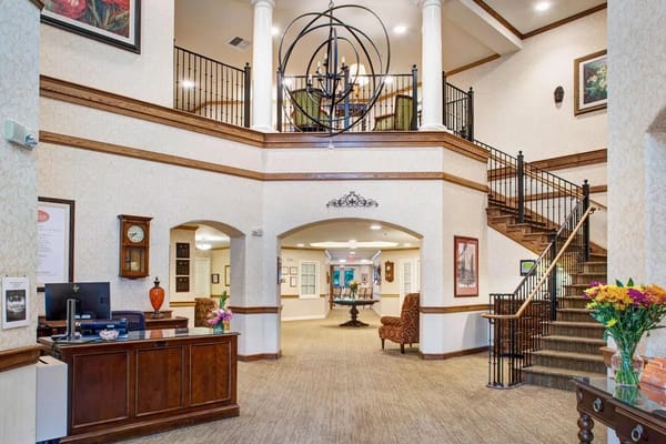 Interior view of the main lobby area with decorative features