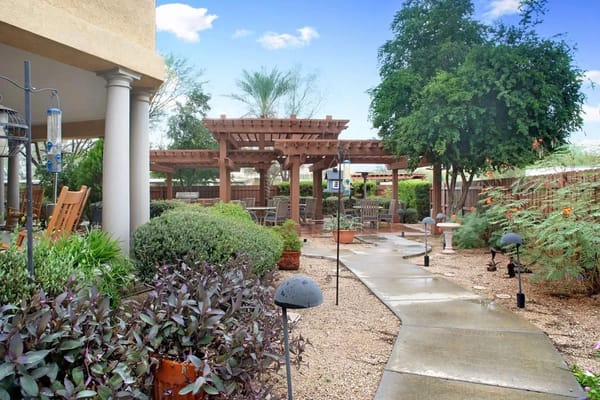 Beautiful outdoor garden area with seating