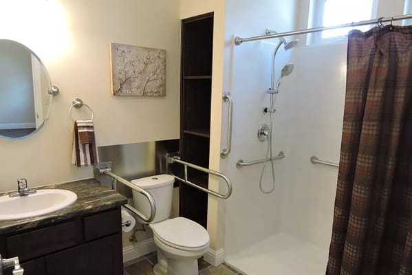 Accessible bathroom with safety features