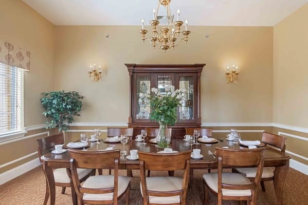 Elegant dining room set for a meal