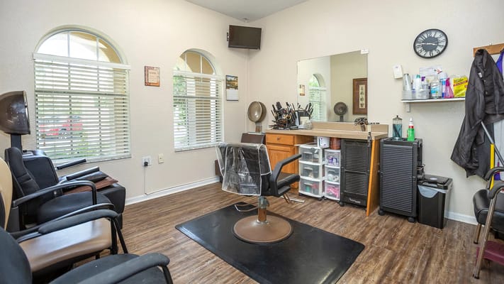 Interior of a salon area in a senior living facility