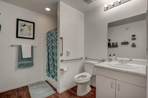 Bright, accessible bathroom in the facility