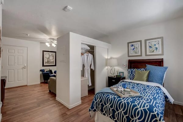 Cozy interior view of a resident room with decor