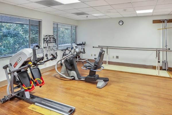 Interior of a fitness area with exercise equipment