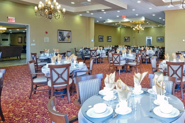 Dining room set up for a meal service