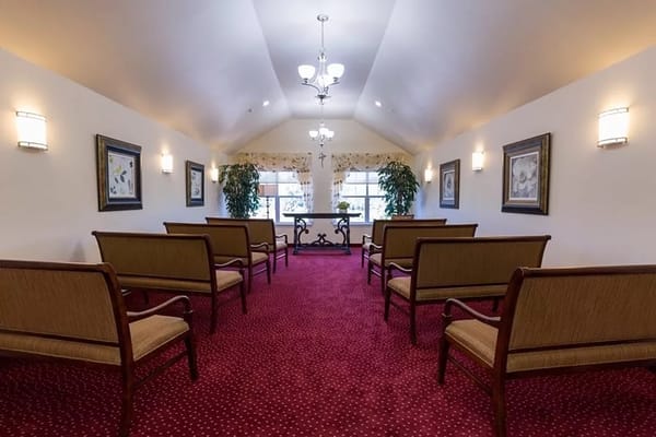 Interior view of a common area with seating
