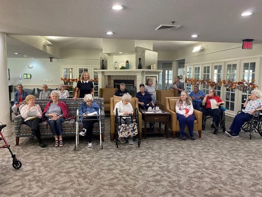 Residents seated in a common area of Willow Grove of Sherwood.