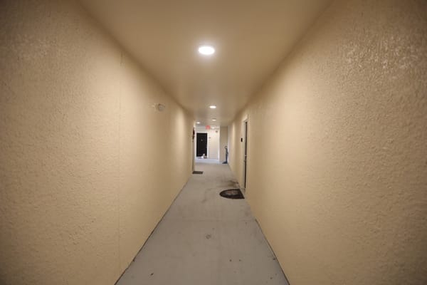 A plain hallway in the facility