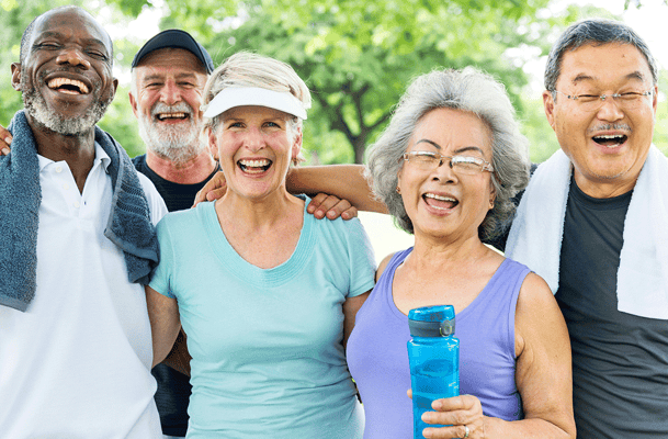 Group of happy seniors enjoying an outdoor activity