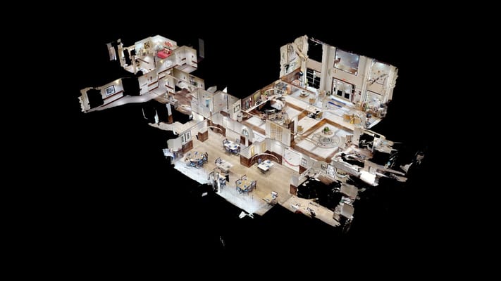 3D view of the common area in Hollywood Hills Senior Living.