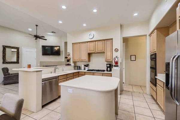 Bright and spacious kitchen area in the facility