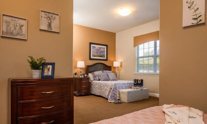 Cozy private resident room with warm lighting