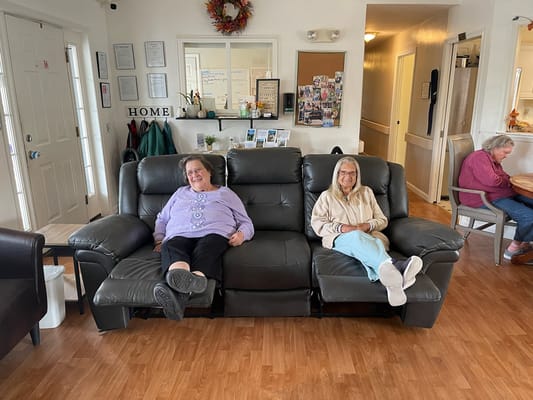 Residents relaxing in a common area