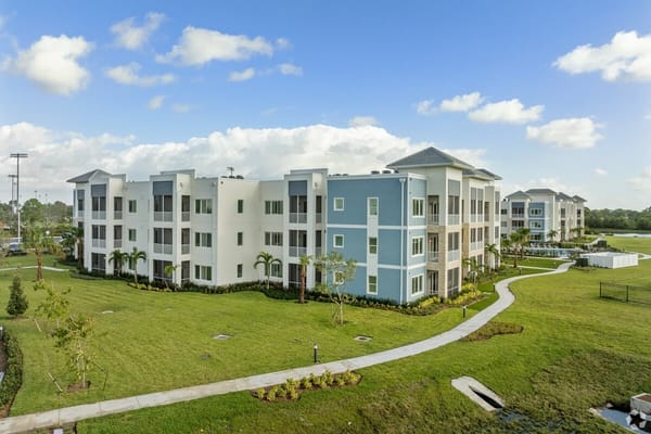 Exterior view of a modern assisted living facility