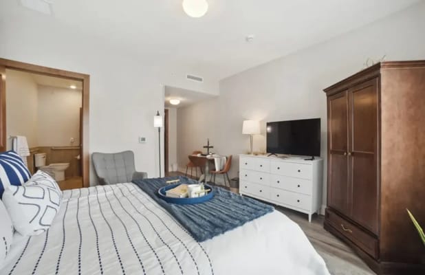 Private resident room with tasteful decor and furnishings