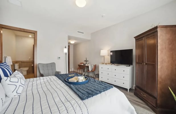 Private resident room with tasteful decor and furnishings