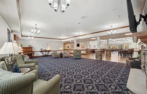 Interior common area with seating and dining space