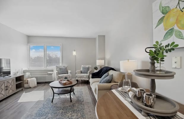 Bright living room in a senior care facility