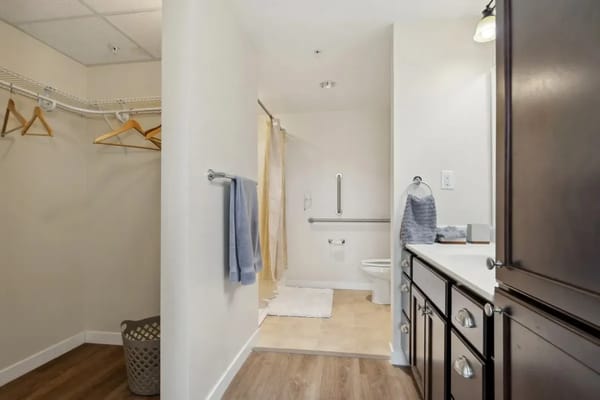 Interior view of a private resident bathroom