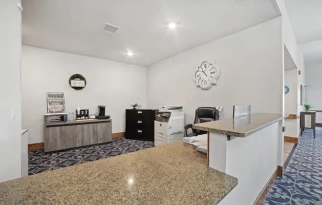 Interior view of a reception area with furniture