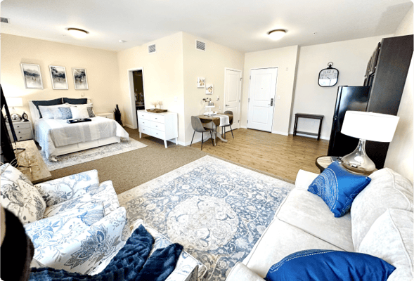 Cozy living space in a senior living facility