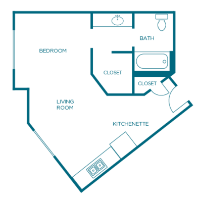 Architectural floor plan of a unit layout