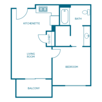 Architectural floor plan of a resident unit