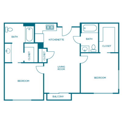 Architectural floor plan of a resident unit