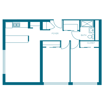 Architectural floor plan of a residential unit
