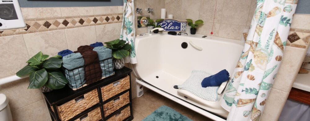 A well-decorated bathroom with relaxing decor